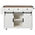 thumbnail image 4 of Farmhouse Kitchen Island with Sliding Barn Doors & Power Outlets - 53.7" White, 4 of 8