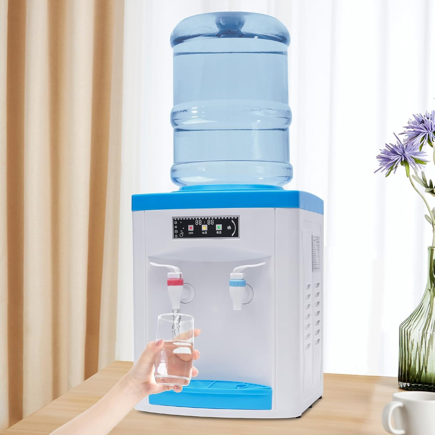 Miumaeov Portable Countertop Water Dispenser Mini Tabletop Drinking Machine Small Space Hydration Station Desktop Water Dispenser