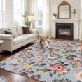 thumbnail image 2 of Vintage Spring Floral Area Rugs 5'x8', Washable Small Throw Rugs for Classroom Bedroom, Farmhouse Flowers Blue Vintage Indoor Outdoor Rug Non-Slip Low Pile Carpet Runner Reversible Floor Mats, 2 of 8