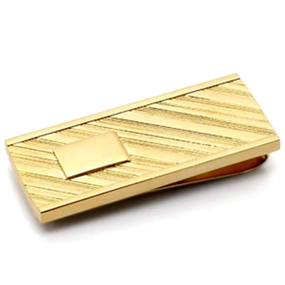 Stylish Gold Plated Money Clip with Diagonal Design