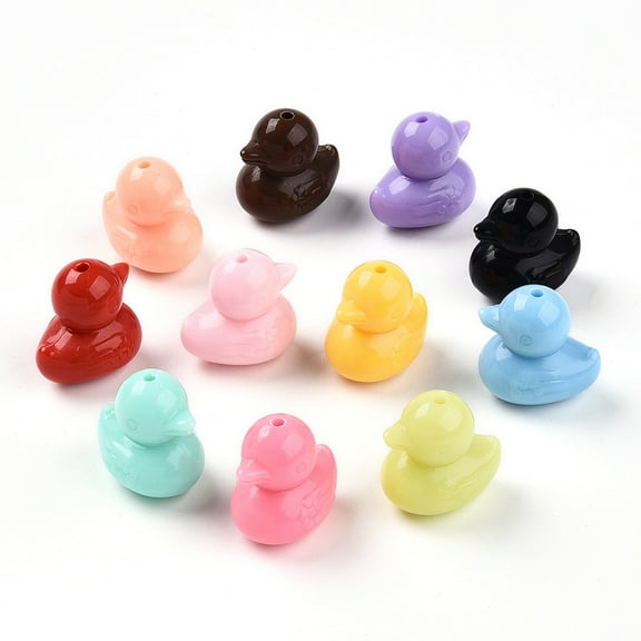 Opaque Acrylic Beads Duck Mixed color 22x21.5x16.5mm Hole: 2.2mm