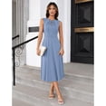 thumbnail image 2 of EASYBRA Women Sleeveless Tie Waist A Line Midi Work Dress Elegant Flowy Cocktail Party Dress with Pockets, 2 of 6