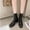 Black, variant on Women’s Plus Size Ankle Boots with Back Zipper, Anti Slip Outsole and Sturdy Block Heel Comfort Short Leather Boots for Fall and Winter Daily Wear. Black 4.5(35)