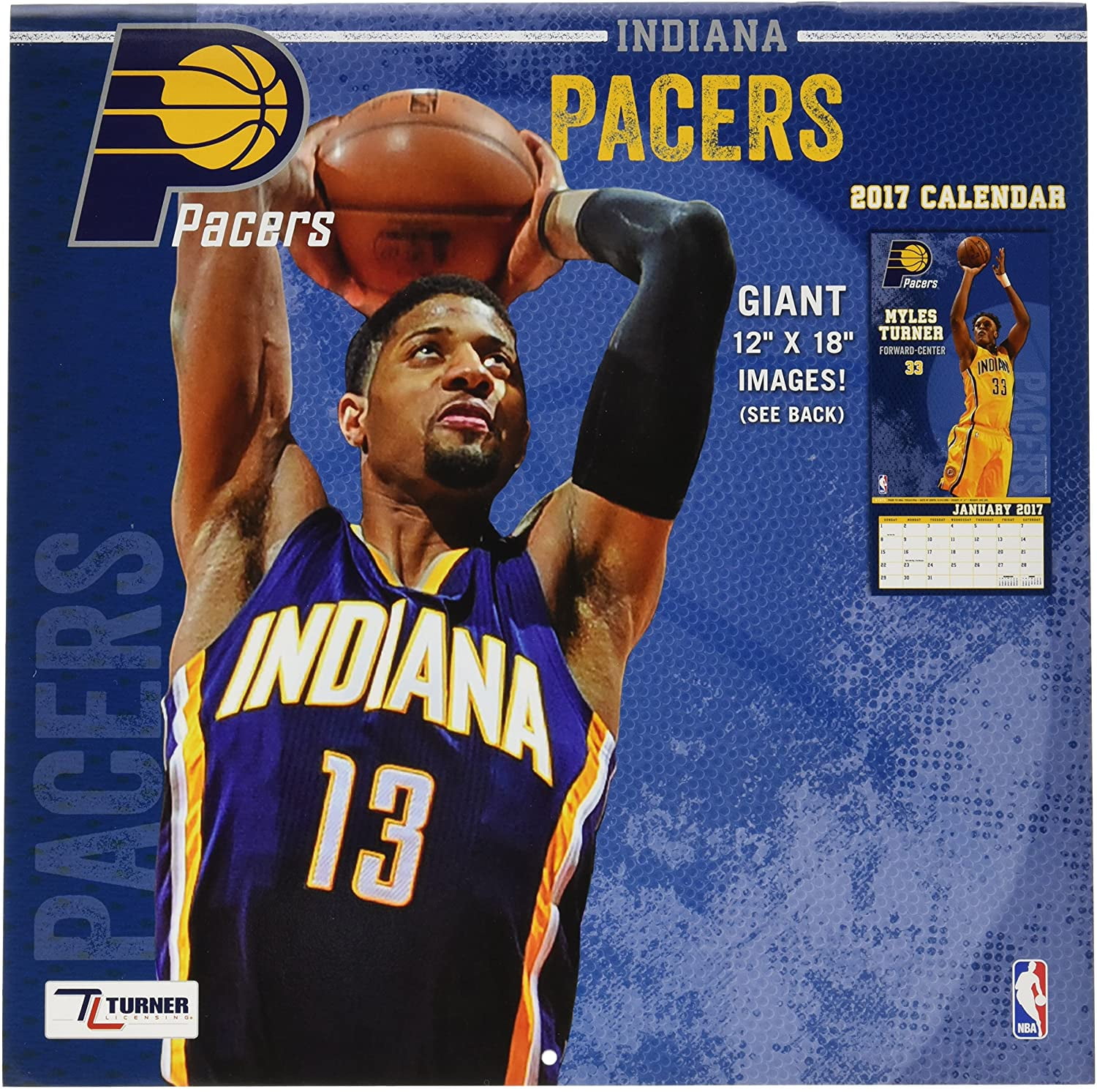 Turner Licensing Sport 2017 Indiana Pacers Team Wall Calendar, 12 by 12