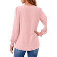 thumbnail image 5 of Fantaslook Blouses for Women Lace V Neck Long Sleeve Blouse Pleated Chiffon Pom Pom Shirt Dressy Casual Fall Tops, 5 of 10
