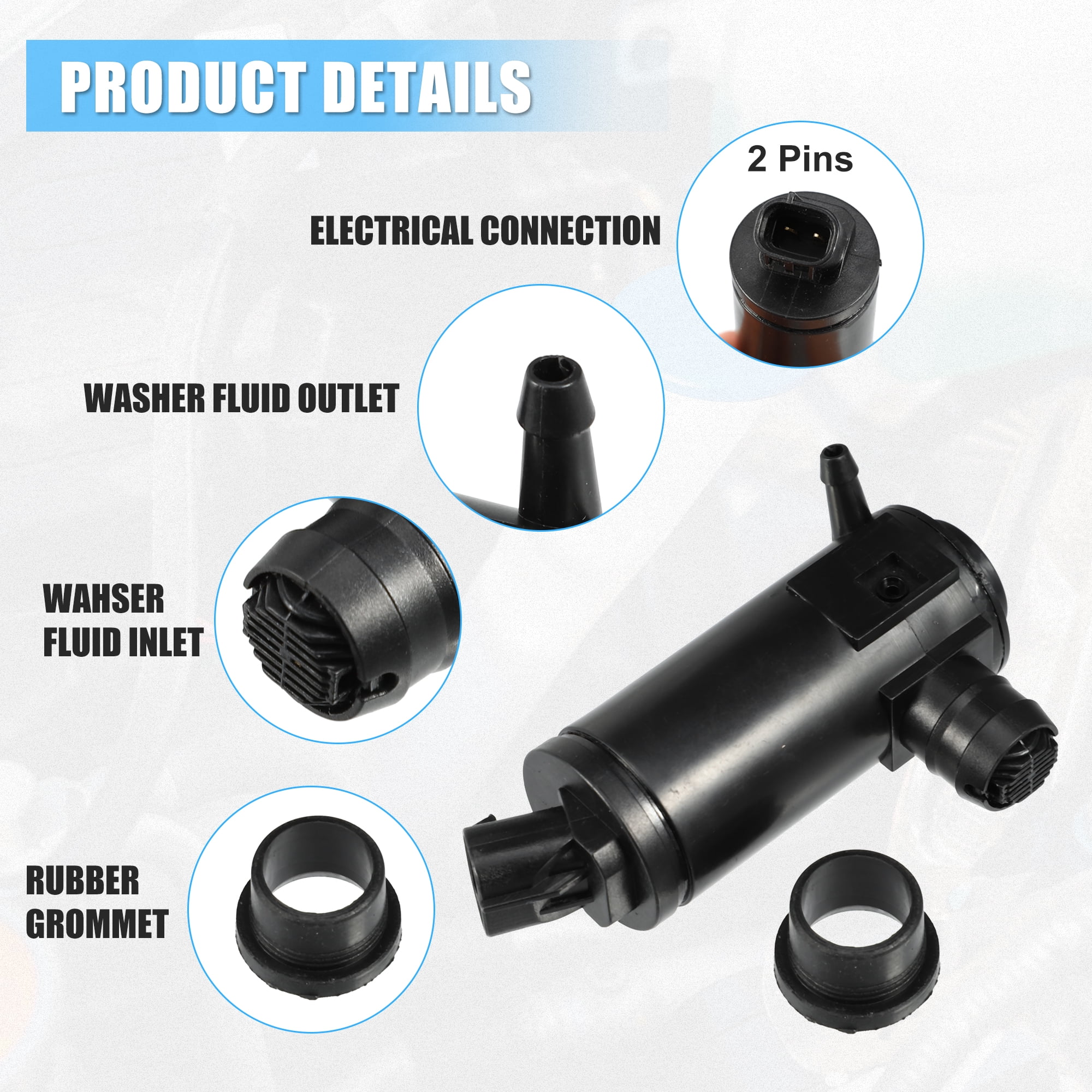 Unique Bargains Windshield Washer Pump with Grommet for Honda Civic and Insight 2016-2021