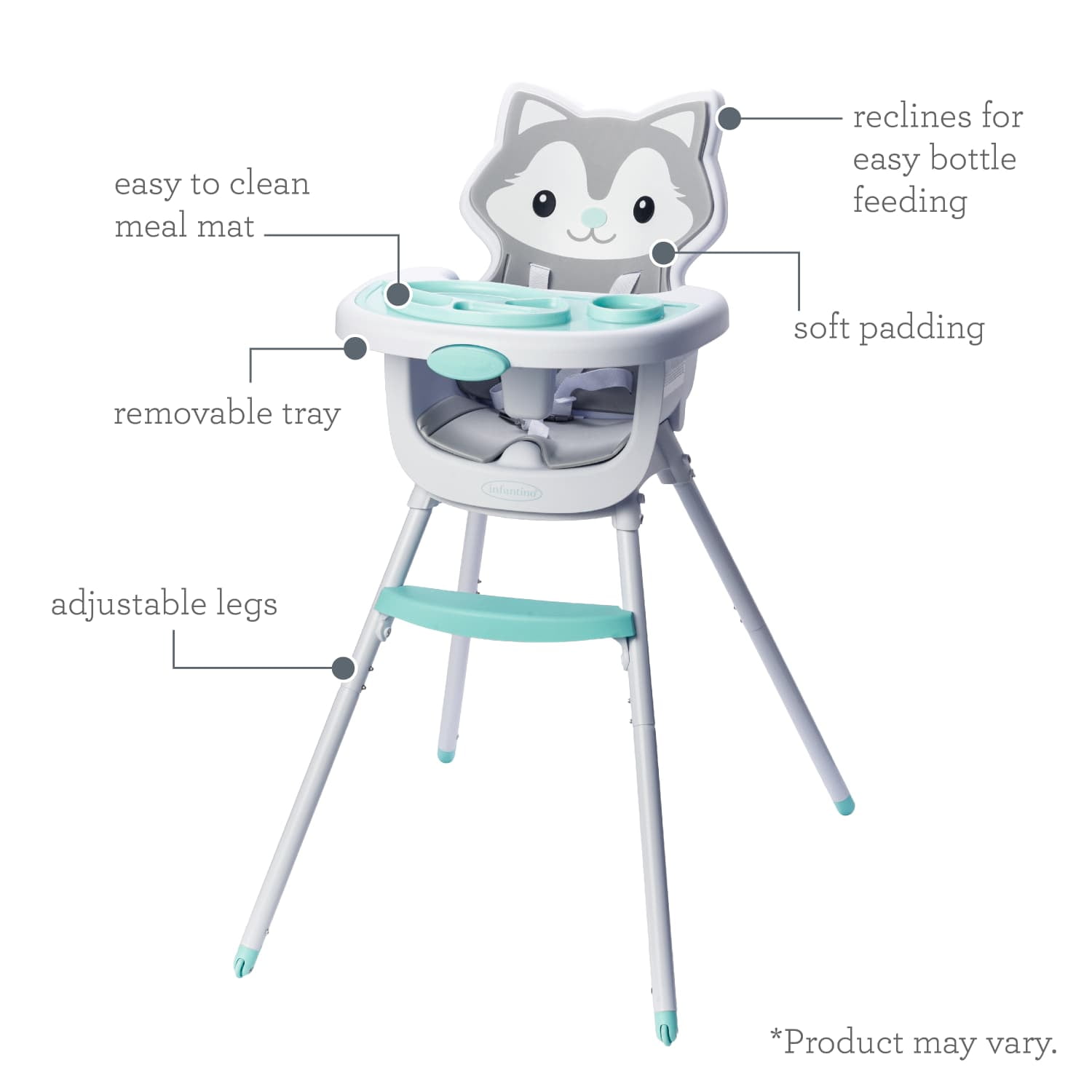 Infantino Grow-with-Me 4-in-1 Convertible High Chair, 6-36 Months, Husky