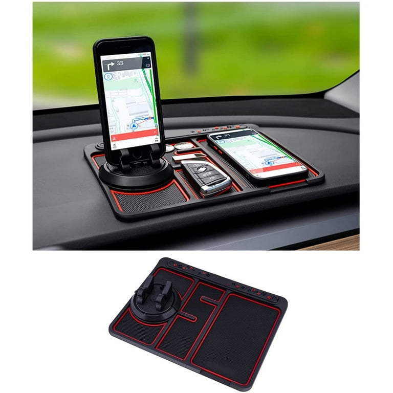 Non-slip Phone Pad for 4-in-1 Car, 2023 New Cool Glow in the Dark Car  Dashboard Phone Mat with Temporary Car Parking Card Number Plate and  Aromatherapy, Anti-shake Pad Universal Phone Holder (Red) 