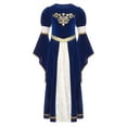 thumbnail image 2 of TiaoBug Girls Medieval Princess Royal Queen Renaissance Faire Dress Long Bell Sleeve Velvet Party Maxi Gown Royal Blue 14, 2 of 5