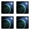 thumbnail image 1 of Outer Space Coaster Set of 4, Digital Illustration of an Unknown Planet and Galaxy Scene, Square Hardboard Gloss Coasters, Standard Size, Charcoal Grey and Violet Blue, by Ambesonne, 1 of 2