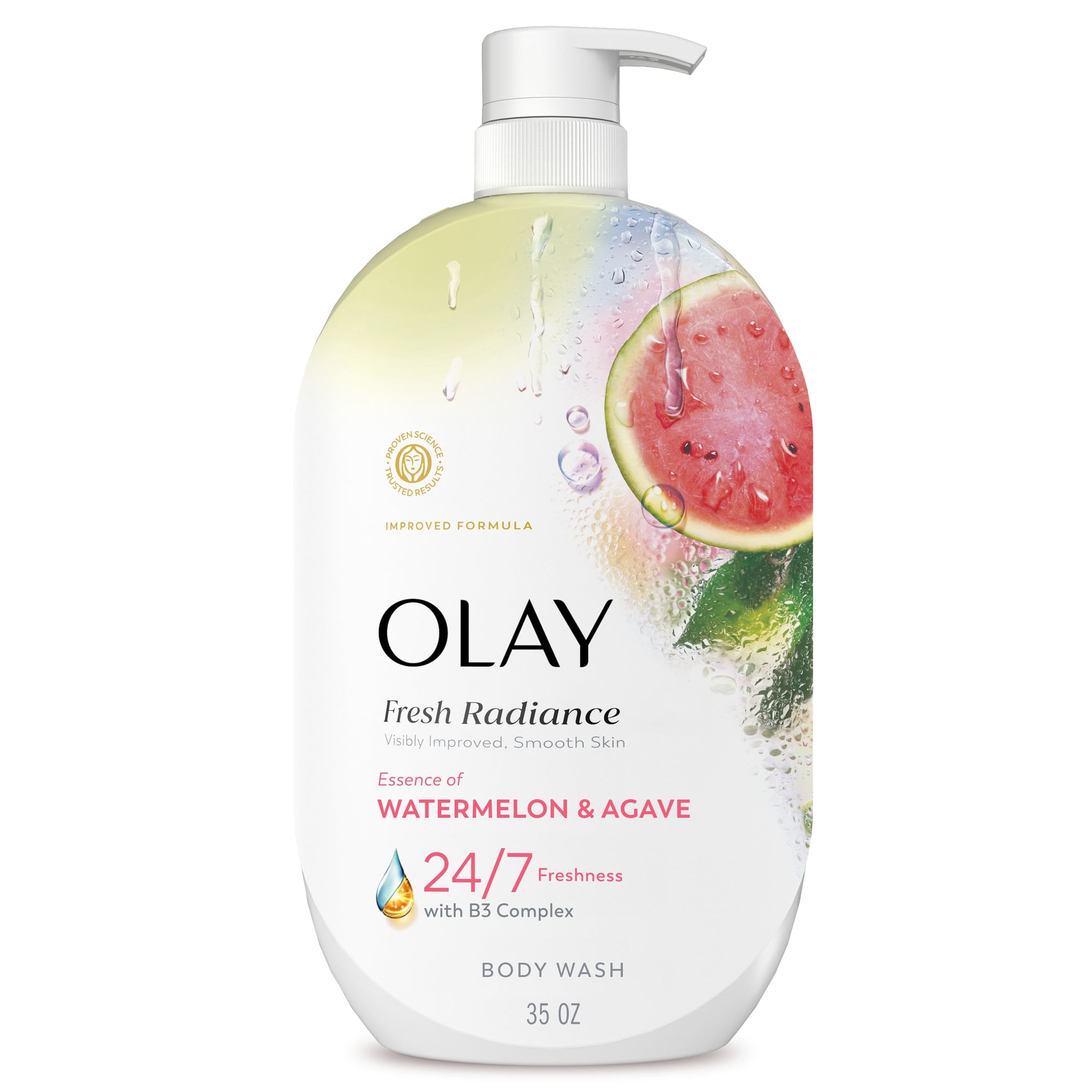 Olay Fresh Radiance Body Wash with Essence of Watermelon and Agave, Vitamin B3 and Antioxidant Blend, 35 fl oz