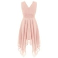 thumbnail image 4 of vastwit Girls Pleated Sleeveless High Low Wedding Party Formal Dress Junior Bridesmaid Chiffon Dress Pink 10, 4 of 7