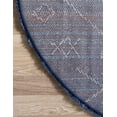thumbnail image 6 of Unique Loom Rabat Shag Collection Area Rug - Tribal (5' 1" Round Navy Blue/Ivory), 6 of 7