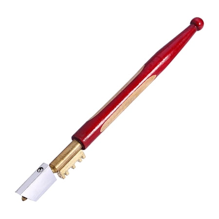 Yajisi Premium Diamond Tipped Glass Cutter Tool - Professional Heavy Duty Glass Craft Cutting Knife with Ergonomic Hardwood Handle and Brass Breaking Teeth for 0.08-1 inch / 2-25mm Stained Glass