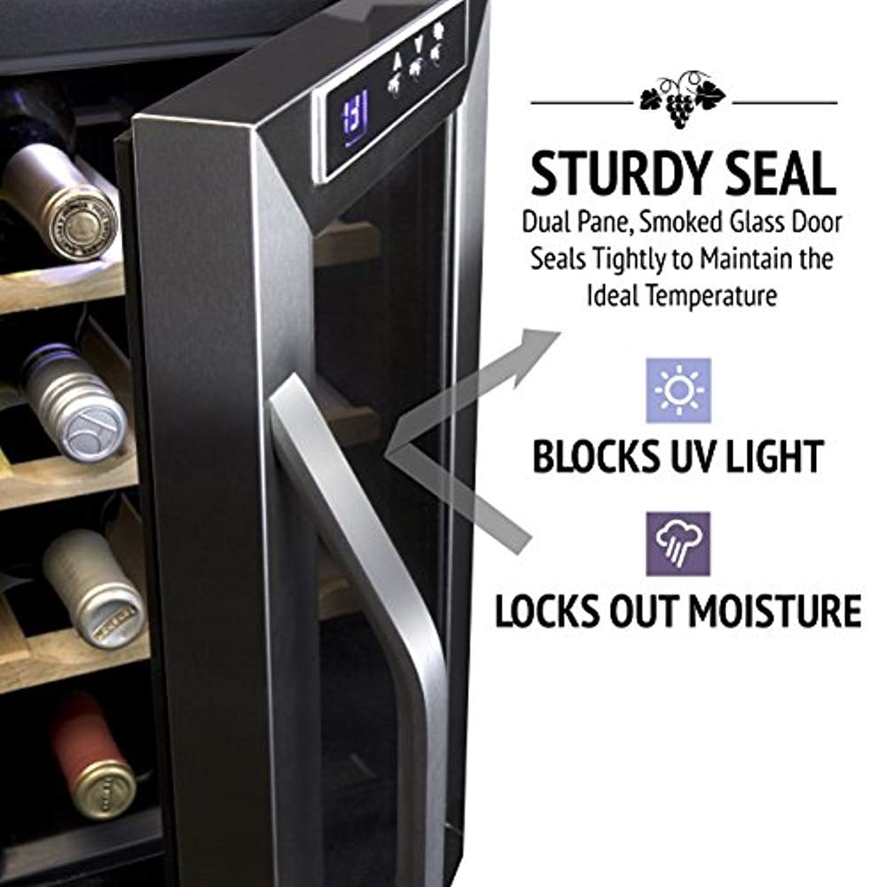 IVATION 8-Bottle Thermoelectric Wine Cooler Stainless Steel with Wood Shelves