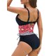 thumbnail image 4 of VISgogo Ladies Summer Split Traje de baño, Adultos Mujeres Estilo bohemio Estampado de leopardo de flores Empalme con cuello en V Tie Up Tankini traje de baño VISgogo moda, 4 of 6