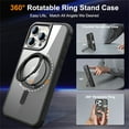 thumbnail image 2 of ELEHOLD for iPhone 14 Case Matte Translucent Cover with 360° Rotatable Foldable Ring Holder Stand Strong Magnetic Compatible with MagSafe Shockproof Protection Case,black, 2 of 7