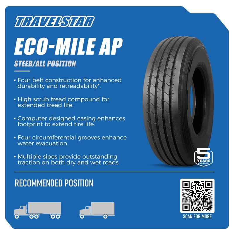 Travelstar Eco-Mile AP All Season 11R22.5 148/145L H Commercial Tire(No Rim)