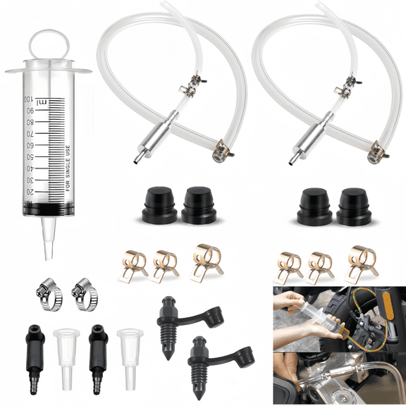 Brake Bleeder Kit with 2 Sets of One-Way Check Valve Brake Bleeder Hoses - for Motorcycle Brake System Repair & Maintenance