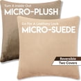 thumbnail image 3 of 16" x 16" Cover Only Throw Pillowcase Reversible - Cowboy Taupe: 2 PCS / 4 Sided. Luxurious, Microsuede/Microplush Fabric - Softest / High Thread Count - Washable - Outstanding Beauty & Comfy, 3 of 9