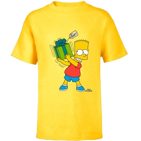 The Simpsons Bart Simpsons Present Time Holiday – Short Sleeve T-Shirt for Kids – Customized-Yellow