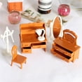 thumbnail image 4 of Simulated Dressing Table, Miniature Desk Mirror, 1:12 Scale Brown Plastic Playset For Kids, Detailed Pretend Play Furniture Set With Lamp And Accessories For Children Ages 3 And Up, 4 of 6