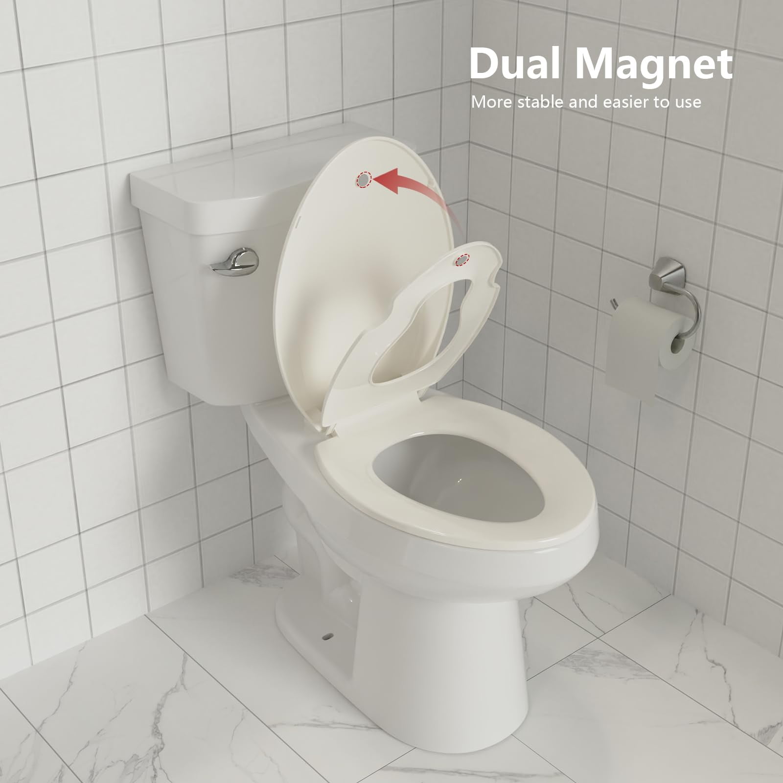 Toilet Seat, Soft Close Toilet Seat Quiet Lid, Quick-Release Hinges and Quick-Attach Hardware, Apartment Essentials, for Easy Clean and Stain-Resistant