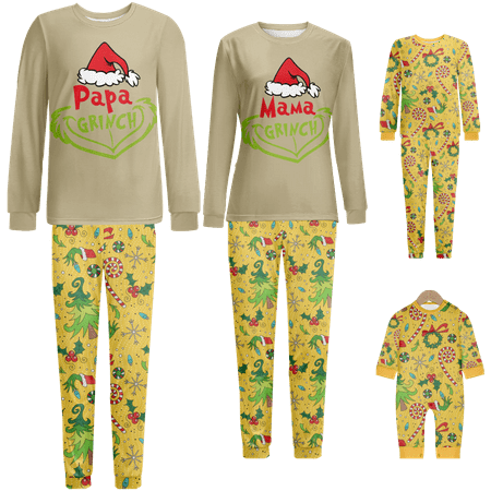

Family Christmas Pajamas Set Christmas Printed Baby-Kids-Adult-Pet Size 2-Piece Top and Pants Bodysuits Xmas Pjs Set