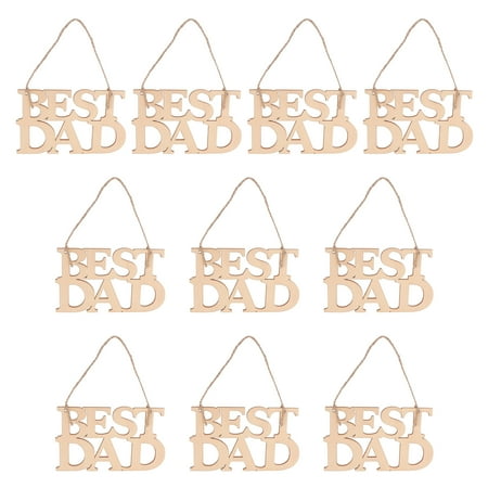 

NUOLUX 10pcs Father s Day Wooden Pendants Festival Wood Slice Decors Best Dad Pendants
