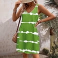 thumbnail image 6 of Women's Hawaiian Fashion Print V Neck Sleeveless Tank Casual Midi Dress Green M, 6 of 7