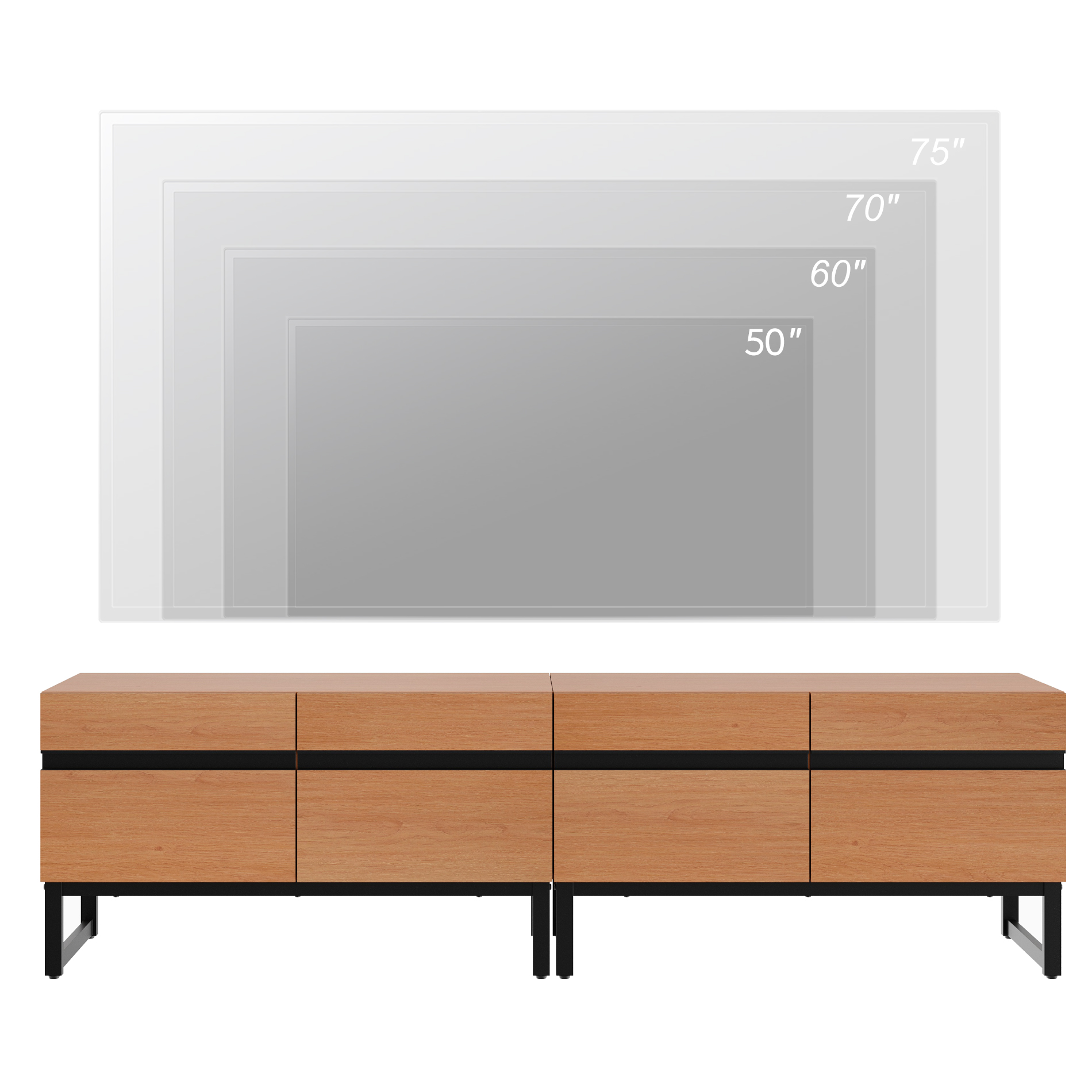 Modern 3-Piece Living Room Set, 71 Inch TV Stand And 2 End Table Sets With Drawers, Media Console with Storage Shelves, Sturdy Wood Frame & Metal Legs, Contemporary Furniture for Living Room,Mocha