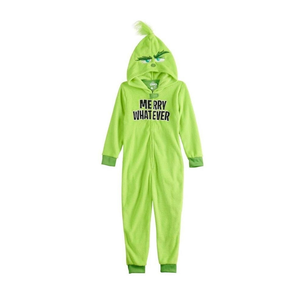 Grinch Family Onesies Adult and Kids Pajamas Licensed Sleepwear Hooded Costume Union Suit