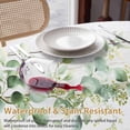 thumbnail image 4 of Eucalyptus Leaf Round Tablecloth 54 inches Watercolor Spring Green Leaf Wood Grain Black Plaid Waterproof Oil-Proof Table Cloth Round Table Cover for Holiday Party Picnic Dinner Decor Indoor Outdoor, 4 of 9