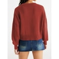 thumbnail image 2 of Rosvigor Womens Cropped Sweaters Oversized Knitted Warm Pullover Side Split Jumpers, 2 of 6