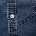 thumbnail image 6 of Mens Denim Shirts Fall Distressed Long Sleeve Collared Work Jean Jackets Slim Fit Work Office Tops With Pockets, 6 of 7