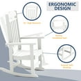 thumbnail image 4 of FOOWIN Chaise Berçante à Lattes pour Patio, Berceuse de Porche en Plastique HDPE Résistante aux Intempéries, Blanc, 4 of 6