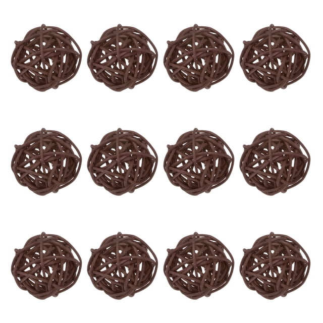 Uxcell 12-Pack Bolas de Ratán Tejidas 40mm/1.6 Pulgadas Bolas Decorativas de Ratán para Navidad Bodas Acción de Gracias Marrón
