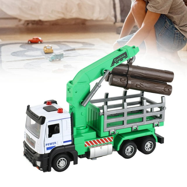 Logging Truck Toy with Light Music Effect, Log Vehicle Model for Children Kids 1:32
