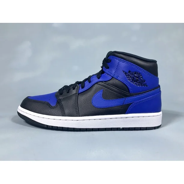 Ni - ke Air Jordan 1 Mid 'Royal' Black Hyper Royal White 554724-077 Men Size 8.5