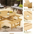thumbnail image 3 of LuxyHoom Outdoor 8 Person Picnic Table, 6 Person Round Picnic Table with 4 Built-in Benches, Umbrella Hole, Outside Table and Bench Set for Garden, Backyard, Porch, Patio, Natural, 3 of 9