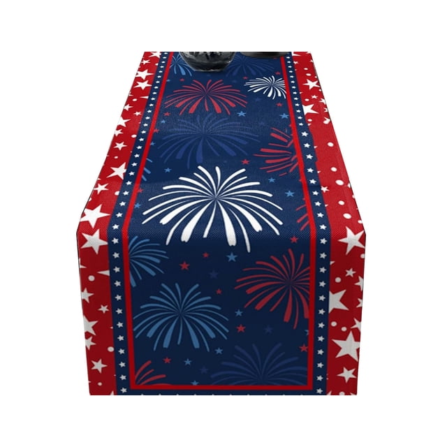 EGNMCR Memorial Day Decorations America Independence Day Patriotism Table Runners 4th Of July Party Holiday Tablecloths Decorations For Kitchen Home Dining Polyester ta ble runner