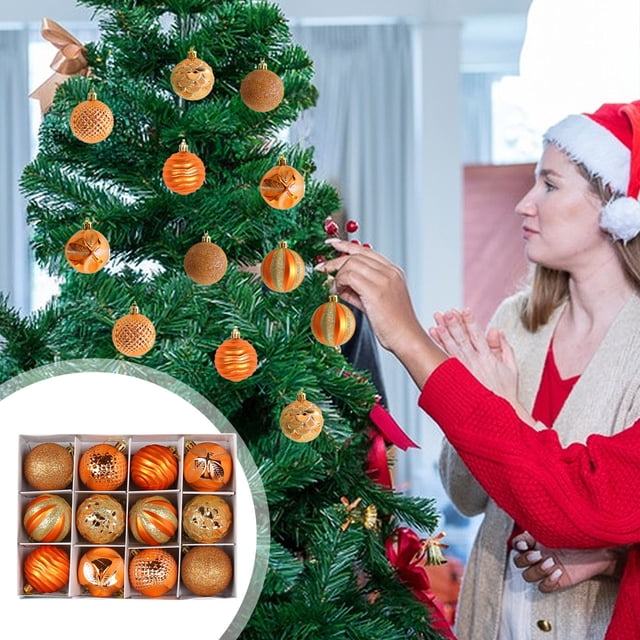 Uuiauoio Christmas Ball Ornaments with Painted Designs, Tree Decorations for Holiday Display, Boxed Set of Hanging Balls for Festive Party and Home Decor