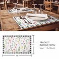thumbnail image 3 of Placemats Set of 4, Spring Floral Woven Placemat, Linen Place Mats for Kitchen/Dining Tables, Pink Flowers Black White Plaid Pastoral Washable Table Mats for Party, 3 of 8