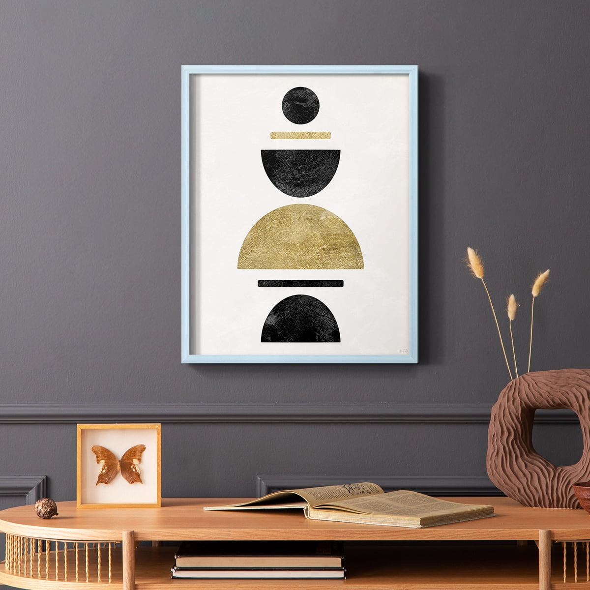 Modern Stack in Blue Solid Wood 11 x 14 Framed Print