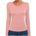 thumbnail image 4 of GEWSEY Women's Boat Neck Tops Long Sleeve Shirts Casual Fitted Tee Shirts Solid Color Fall Basic Clothes (Pink, L), 4 of 6