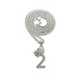 thumbnail image 1 of Stone Stud Tilted Crown Number Micro Pendant with 3mm Cuban Chain Necklace, #2/Silver-Tone/30", 1 of 2
