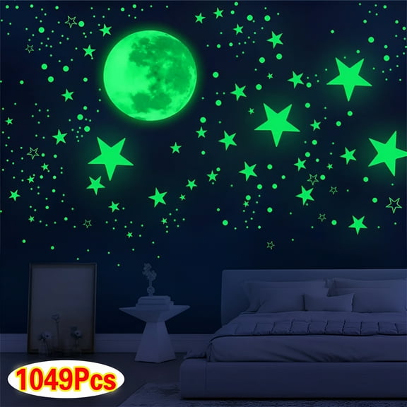 LAMIRO 1049Pcs Star Decorations for Bedroom,Boys Girls Room Decor,Cool Stuff for Your Room,Wall Decals for Bedroom,Playroom,Living Room,Wall Decor,Baby'S Room Decoration,Best Birthday Gift,Green
