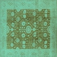 thumbnail image 1 of Ahgly Company Indoor Square Oriental Turquoise Blue Industrial Area Rugs, 5' Square, 1 of 4
