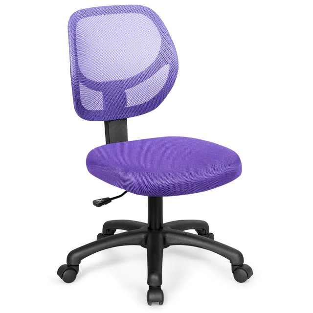 Costway Chaise de Bureau en Maille Dossier Bas Sans Accoudoirs Hauteur Réglable Violet