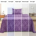 thumbnail image 3 of Lux Decor 3 Piece Twin XL Sheet Set, Brushed Microfiber Paisley Printed Bed Sheet Set with up to 16" Deep Pocket Fitted Sheet, Flat Sheet & Pillowcase - Easy Care (Purple), 3 of 9